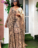 Digital printed chiffon cardigan loose Plus Size trousers two-piece suit African robe