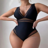 Fashion solid color one-piece swimsuit women's sexy swimwear