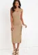 Fashion Sexy Ladies Drawstring Slit Ribbed Tight Fitting Bodycon Tank Dress