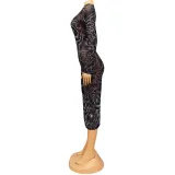 Summer Women'S Fashion Sexy Mesh Print Long-Sleeved Dress For Women