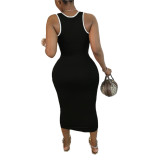 Women'S Plus Size Sexy Fashion Nightclub Sleeveless Poker Print Dress