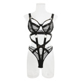 Sexy Fishnet Hollow Out See-Through Nightclub Metal Webbing Patchwork Bodysuit Lingerie