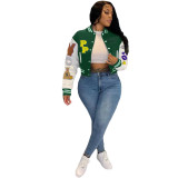 Women'S Fashion Printed Baseball Jacket Bomber Coat