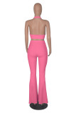 Women Casual V-Neck Crop Top And Wide-Leg Pants Two-Piece Set