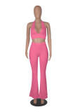 Women Casual V-Neck Crop Top And Wide-Leg Pants Two-Piece Set