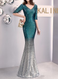 Women Sequin Formal Party Elegant Mermaid Skirt Maxi Evening Dress