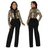 Slim Long Sleeve Sequined Party Fit Jumpsuit