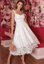 Summer women's sexy sleeveless Strap Dress wedding a-line skirt lace dress skirt