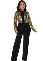 Slim Long Sleeve Sequined Party Fit Jumpsuit