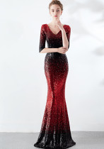 Women's Formal Party Elegant Long Slim Sexy Fishtail Sequins Dress