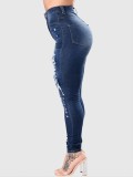 Spring Summer Denim Pants Micro Elastic Rip Ripped Stretch Tight Pants Ladies Jeans
