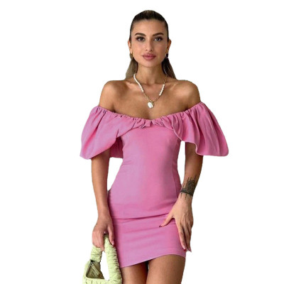 Spring Casual Holidays Slim Waist Slim Fit Off Shoulder Bodycon Dress