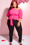 Plus Size Women's Chiffon Belted Off Shoulder Sexy Top