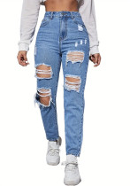 Women's Ripped Jeans Sexy High Waist Ladies Denim Pants