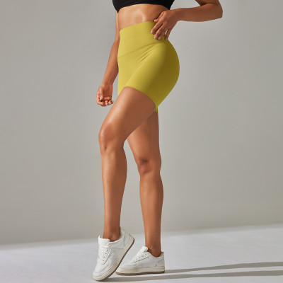 Spring Summer Solid Color Yoga Shorts Tight Fitting High Waist Elastic Sports Fitness Shorts Women
