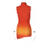 Women's Summer Fashion Style Ombre Print Sleeveless Tight Fitting Bodycon Dress