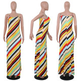 Summer Casual Long Dress Women's Printed Slim Sexy Strap Dress