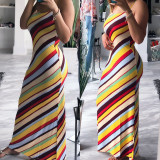 Summer Casual Long Dress Women's Printed Slim Sexy Strap Dress