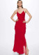 Sexy Low Back Long Slit Dress Sexy Slim Straps Chiffon Ruffled Dress