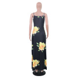 Summer Casual Long Dress Women's Printed Slim Sexy Strap Dress