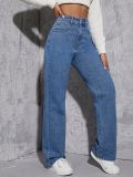 Fashion Jeans Women's High Waisted Street Denim Straight Leg Pants