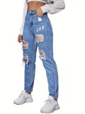 Women's Ripped Jeans Sexy High Waist Ladies Denim Pants