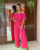 Off Shoulder Chic Slim Waist Casual Wide Leg Jumpsuit