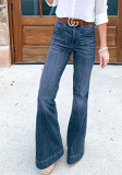 Women's Denim Pants Slim Fit Wide Leg Jeans Casual Long Trousers Denim Pants