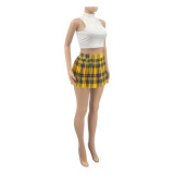Ladies Plaid Printed Sexy Mini Pleated Skirt