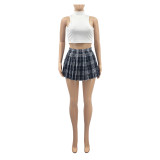 Ladies Plaid Printed Sexy Mini Pleated Skirt