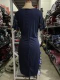 Plus Size Women Summer Sequin Short Sleeve Dress