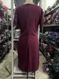 Plus Size Women Summer Sequin Short Sleeve Dress