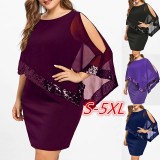 Plus Size Women Irregular Sequin Dress