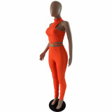 Women's Crop Lace-Up Solid Sport Casual Set