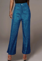 Sequin Party Fashion Casual High Waist Women's Pants Retro Wide Leg Trousers