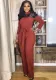Women Long Sleeve Lace Patchwork Straight Jumpsuit