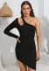 Women Sexy Irregular One Sleeve Off Shoulder Bodycon Dress