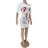 Women's Fashion Letter Print Ladies Dress