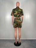 Women's Spring Summer Fashion Style Painted Camouflage Cargo Suit