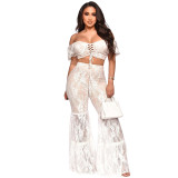 Women's spring and summer lace cropped top with strappy sexy suit with lining