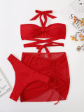 Solid Color Three-Piece Two Pieces Swimsuit bikini