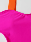 Women's Multi-Color Plate Strap Sexy One-Piece Swimsuit Bikini