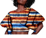 African ethnic fashion women's full cotton batik printing top