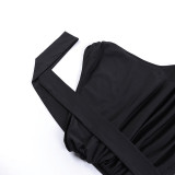 Summer Casual slim-fitting one-shoulder streamer design solid color sleeveless tank top