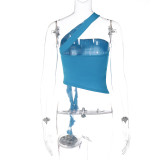 Summer women's flower one-shoulder slim-fit fashion Camisole vest top