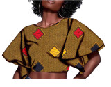 African ethnic fashion women's full cotton batik printing top