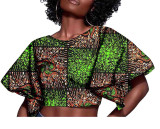 African ethnic fashion women's full cotton batik printing top