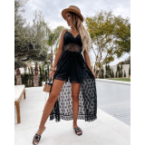 Women Sexy Suspenders Patchwork Casual Cutout Lace Jumpsuit