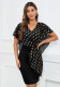 Women V-Neck Shiny Polka Dot Chiffon Dress