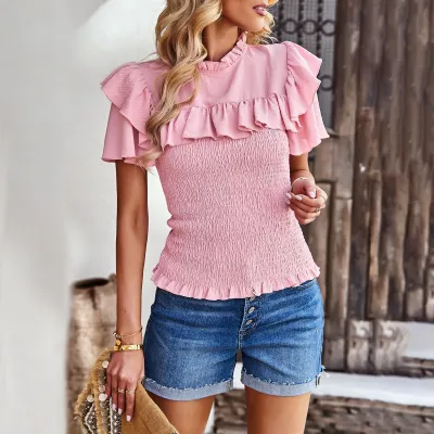 Women Lace Short Sleeve Top